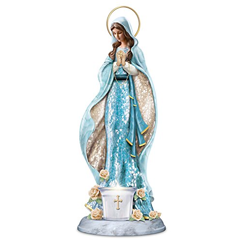 The Bradford Exchange Blessed Virgin Mary Religious Mosaic Sculpture with Glass Votive and LED Candle - RCE Global Solutions