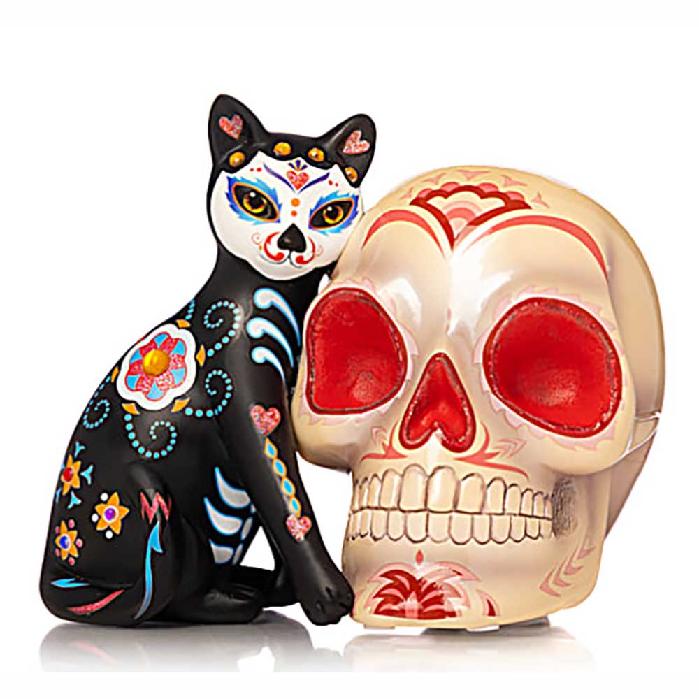 The Hamilton Collection Charmingly Purr-fect Spirit A Fur-ever Love Cat Sugar Skull Figurine Collection 5.25-inches - RCE Global Solutions