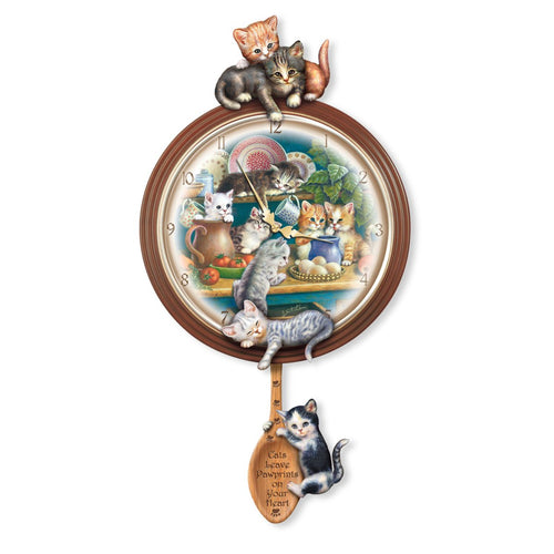 The Bradford Exchange Kitchen Capers Cat Art Wall Clock Endearing Kitten Art by Acclaimed Artist Jürgen Scholz 17