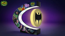 Load image into Gallery viewer, The Bradford Exchange Illuminated Levitating Bat Signal Lights Up with Classic Batman TV Series Imagery of Batman Robin Catwoman Riddler Penguin Joker Batmobile 7&quot;-Inches - RCE Global Solutions
