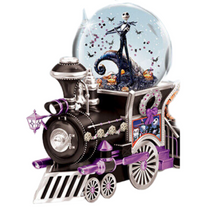 Load image into Gallery viewer, The Bradford Exchange Tim Burton Nightmare Before Christmas ALL ABOARD FOR HALLOWEEN Jack Skellington Glitter Globe Music Train Issue #1 - RCE Global Solutions
