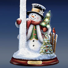 Load image into Gallery viewer, The Bradford Exchange All Is Bright Illuminated Flameless Candleholder Set Snowman Sculptures by Thomas Kinkade 5-1/8&quot;W x 9&quot;H - RCE Global Solutions
