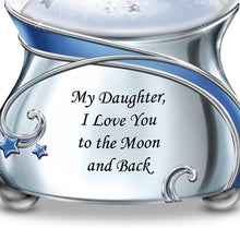 Load image into Gallery viewer, The Bradford Exchange My Daughter, I Love You to The Moon and Back Snowglobe with Moon and Heart Charm - RCE Global Solutions
