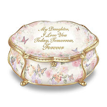 Load image into Gallery viewer, The Bradford Exchange My Daughter Forever Heirloom Porcelain Music Box with Raised Filigree &amp; Swarovski Crystals - RCE Global Solutions
