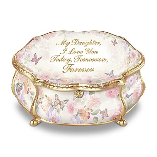 The Bradford Exchange My Daughter Forever Heirloom Porcelain Music Box with Raised Filigree & Swarovski Crystals - RCE Global Solutions