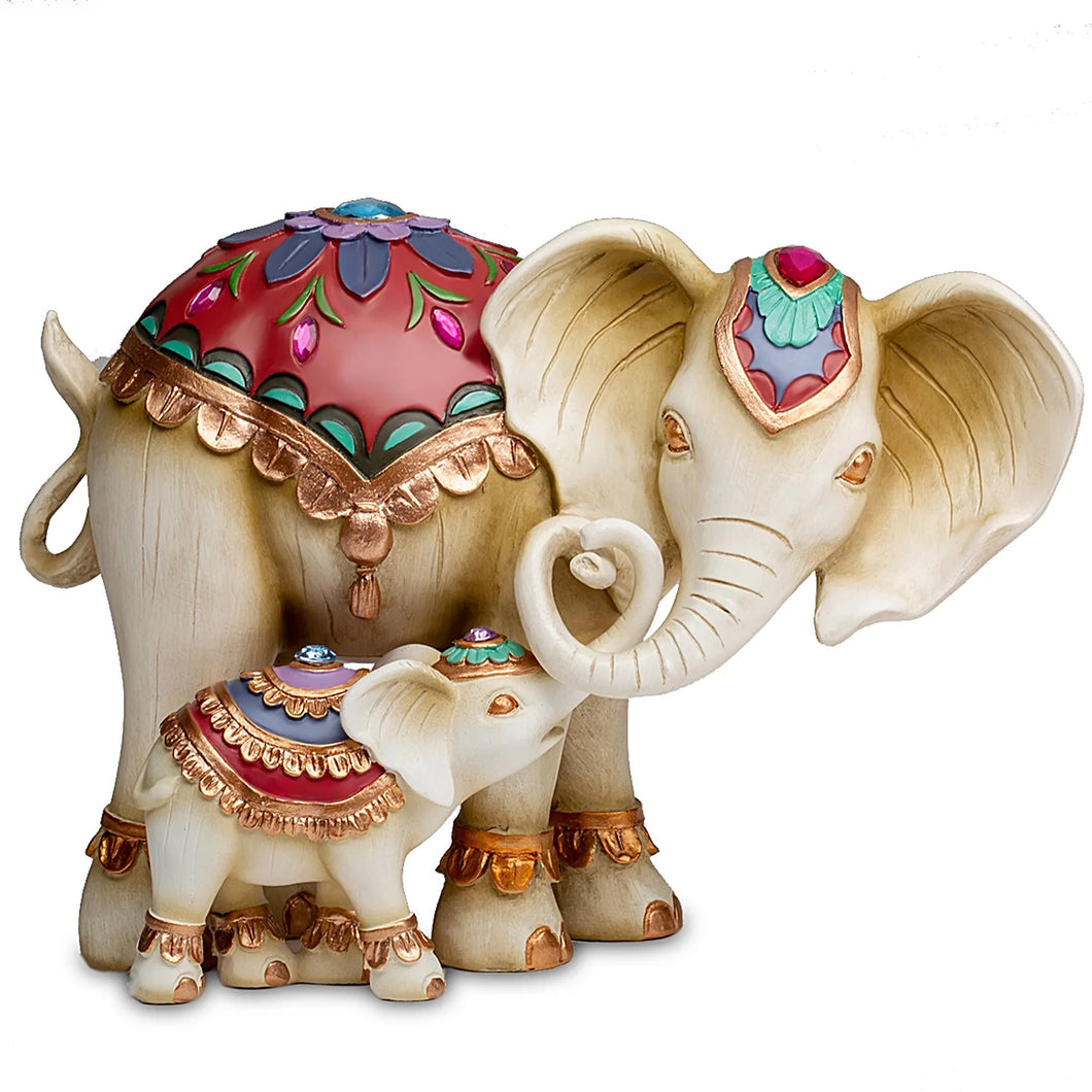 The Hamilton Collection Trunks of Love Mother and Child Elephant Statue Decor Figurine Set with Swarovski Crystals 8.5