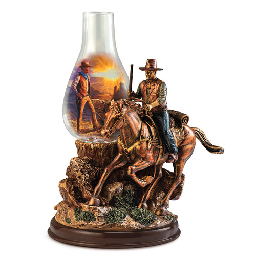 The Bradford Exchange John Wayne Western Hero Hurricane Lamp Bronze Sculpture - RCE Global Solutions