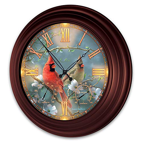 The Bradford Exchange Nature's Masterpiece Cardinal-Themed Outdoor Illuminated Atomic Wall Clock - RCE Global Solutions