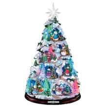 Load image into Gallery viewer, The Bradford Exchange Thomas Kinkade Let It Glow Tabletop Christmas Tree Features 10 Snowman Sculptures and Color Changing LED Lights Plays 8 Christmas Carol Melodies Includes 24hr Timer 12&quot;-Inches - RCE Global Solutions
