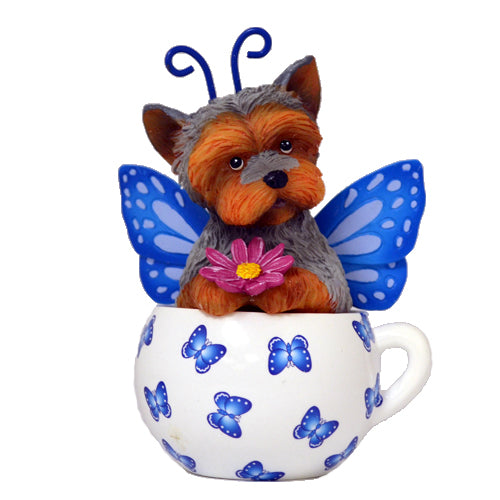 Beautiful as a Butterfly Yorkie Dog in a Teacup Figurine - Bradford Exchange - RCE Global Solutions