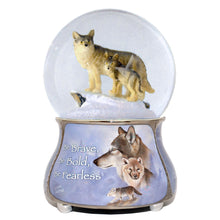 Load image into Gallery viewer, The Bradford Exchange Spirits Within Musical Wolf Glitter Globe: Golden Generations by Eddie Lepage 5.75-inches - RCE Global Solutions
