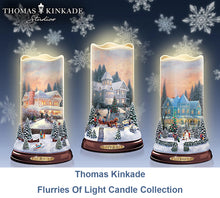 Load image into Gallery viewer, Thomas Kinkade Flurries of Light Candles with Snowflake Projectors - Joy #1 - RCE Global Solutions
