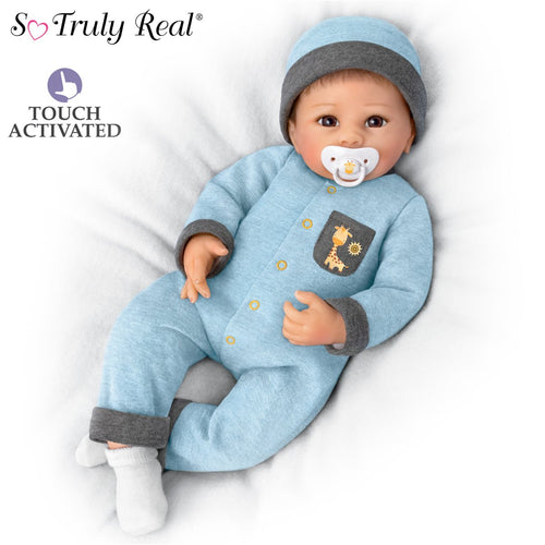 The Ashton - Drake Galleries Oliver Interactive Lifelike So Truly Real® Baby Boy Doll Breathes Coos Has Heartbeat Weighted Poseable Soft RealTouch® Vinyl Skin by Doll Artist Linda Murray 19