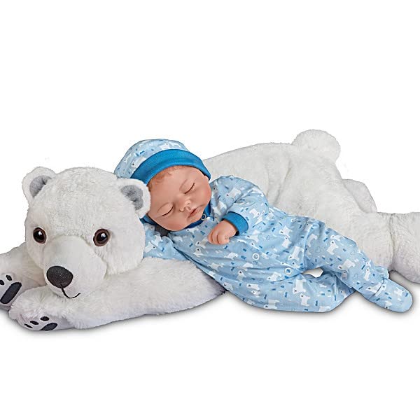 The Ashton - Drake Galleries Brayden and Snowball Lifelike So Truly Real® Baby Boy Doll Weighted with Soft RealTouch® Vinyl Skin and Plush Polar Bear Friend by Master Doll Artist Violet Parker 17