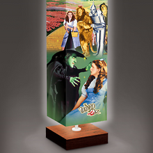 Load image into Gallery viewer, The Bradford Exchange The Wizard of Oz Floor Lamp Decor with Follow the Yellowbrick Road to Emerald City Art on 4 Sided Fabric Shade Wood Tone Base With Foot Pedal Switch 5&#39;-Feet - RCE Global Solutions
