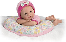 Load image into Gallery viewer, The Ashton - Drake Galleries Cuddle Cutie Lifelike So Truly Real® Baby Girl Doll and Pillow Set Weighted Fully Poseable with Soft RealTouch® Vinyl Skin by Master Doll Artist Violet Parker 17&quot;-Inches - RCE Global Solutions

