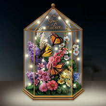 Load image into Gallery viewer, The Bradford Exchange Delicate Treasures Illuminated Monarch Butterfly Flower Garden Sculpture Inside Glass Gazebo 10&quot;-Inches - RCE Global Solutions
