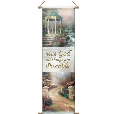 The Bradford Exchange With God All Things Are Possible Tapestry Banners by Thomas Kinkade 45.8-inches - RCE Global Solutions