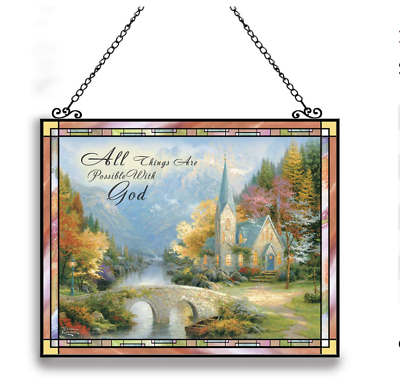 Thomas Kinkade All Things Are Possible With Glory Of Faith Suncatcher - RCE Global Solutions