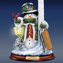 Load image into Gallery viewer, The Bradford Exchange All Is Bright Illuminated Flameless Candleholder Set Snowman Sculptures by Thomas Kinkade 5-1/8&quot;W x 9&quot;H - RCE Global Solutions
