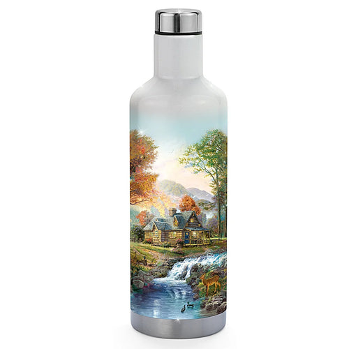 The Bradford Exchange Thomas Kinkade Tranquility Insulated Drinkware Collection: 17-oz Insulated Water Bottle Issue #2 Stainless Steel 10.5-inches - RCE Global Solutions