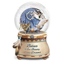Load image into Gallery viewer, The Bradford Exchange Robin Koni Mystical Dreams Wolf Art Light Up Glitter Globe - RCE Global Solutions
