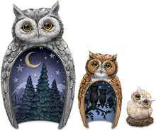 Load image into Gallery viewer, Blake Jensen Owl Family Nesting Trio Figurine Set with Swarovski Crystals by The Hamilton Collection - RCE Global Solutions
