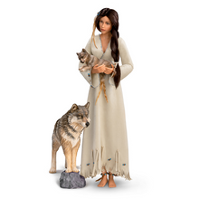 Load image into Gallery viewer, The Ashton - Drake Galleries Maiden of the Wolf Moon Portrait Doll Collector’s Edition Handcrafted &amp; Hand Painted with Removable Light Up Cape and 2 Wolf Figures 21-inches - RCE Global Solutions
