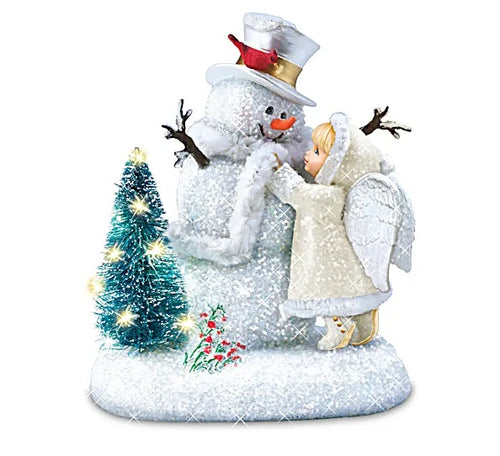 The Bradford Exchange Dona Gelsinger An Angels Touch Winter Wonders Illuminated Musical Snow Angel Snowman Figurine 6 Inches