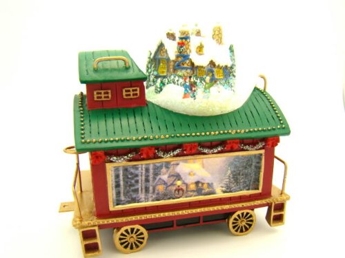 The Bradford Exchange Wonderland Express Miniature Snow Globe Collection: Silent Night Caboose Christmas Decoration by Thomas Kinkade Issue #5 - RCE Global Solutions