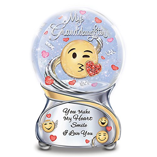 The Bradford Exchange Musical Glitter Globe for Granddaughter with Sculpted Emoji and Loving Sentiment - RCE Global Solutions