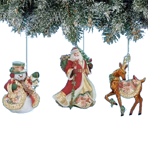 The Bradford Exchange Holiday Delights Christmas Ornaments Santa Snowman Reindeer Decorations Set of 3 by Artist Lena Liu - RCE Global Solutions