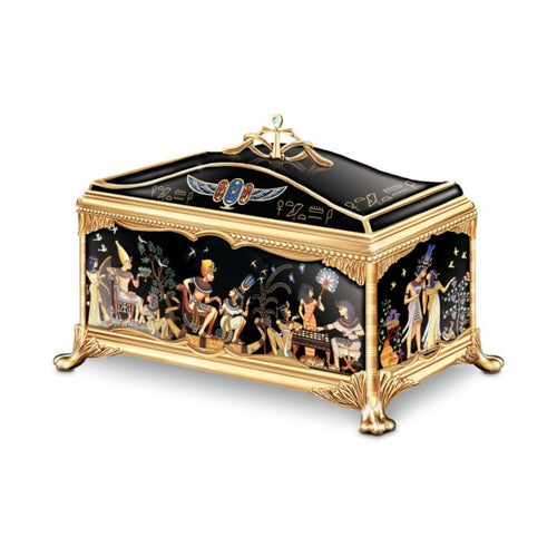 The Bradford Exchange King Tutankhamun Antiquity Box with Melody of Clair de Lune 4.5