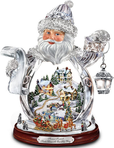 The Bradford Exchange Thomas Kinkade Santa Claus Tabletop Crystal Figurine: Santa Claus is On His Way - RCE Global Solutions