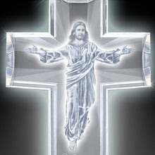 Load image into Gallery viewer, The Bradford Exchange Glass Cross Lights Up Sculpture of Jesus Embedded Within 11-inches - RCE Global Solutions
