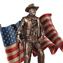 Load image into Gallery viewer, Bradford Exchange John Wayne Scuplture American Flag Liberty &amp; Justice For All - RCE Global Solutions
