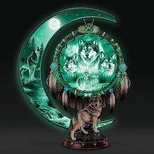 Load image into Gallery viewer, The Bradford Exchange Al Agnew Dreams Of The Spirit Wolf Art Glow-In-The-Dark Crescent Moon Sculpture Dreamcatcher - RCE Global Solutions
