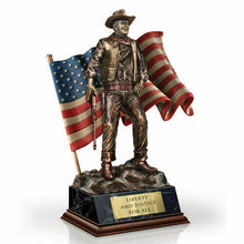 Load image into Gallery viewer, Bradford Exchange John Wayne Scuplture American Flag Liberty &amp; Justice For All - RCE Global Solutions
