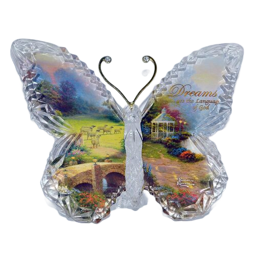 The Bradford Exchange Garden of Paradise Crystalline Butterfly Sculpture DREAM by Thomas Kinkade 6-inches