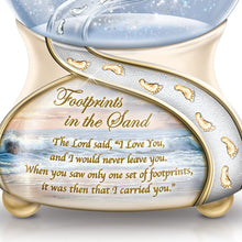 Load image into Gallery viewer, The Bradford Exchange Footprints in The Sand Musical Glitter Globe with Sculptural Jesus Figure - RCE Global Solutions
