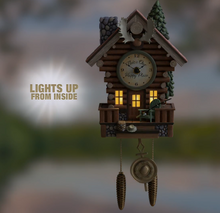 Load image into Gallery viewer, Log Cabin Illuminated Wall Clock With Wilderness Sounds by The Bradford Exchange - RCE Global Solutions
