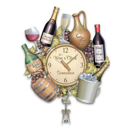 Wine O’clock A Wine Lover’s Sculptural Wall Clock With Corkscrew Pendulum - RCE Global Solutions