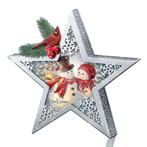 The Bradford Exchange Snow Kissed Splendor Stars of the Season Centerpiece Christmas Decoration by Dona Gelsinger 7-inches - RCE Global Solutions