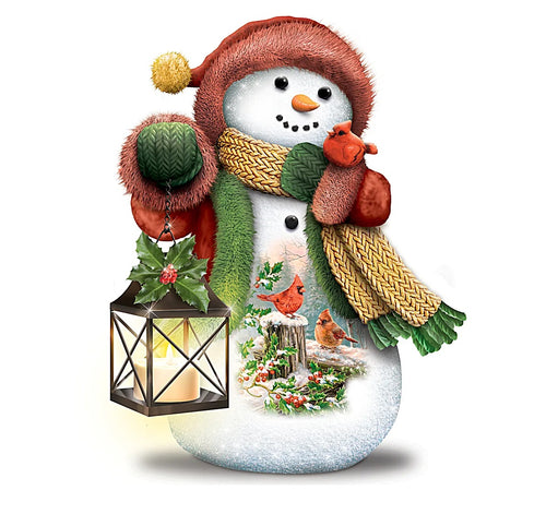 The Bradford Exchange Dona Gelsinger Snuggle Season Illuminated Snowman Figurine Collection Issue #1, 7 Inches