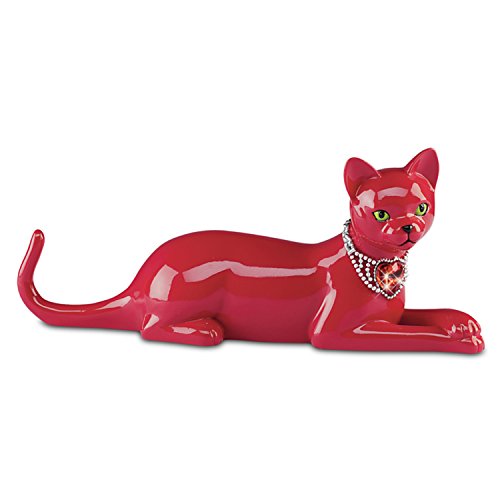 The Hamilton Collection WomenHeart Cat for Heart Health Support: Healing Purrs of Hope Red Cat Figurine
