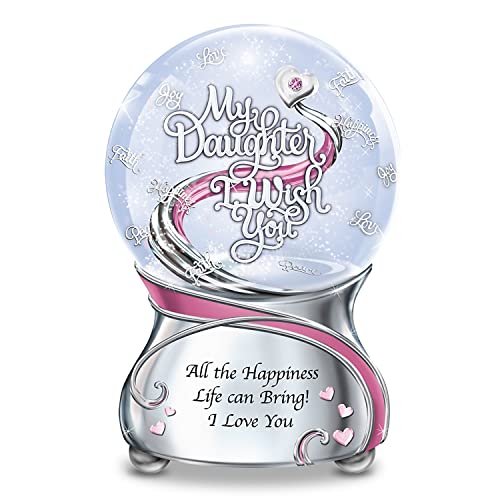 The Bradford Exchange My Daughter I Wish You All The Happiness Life Can Bring I Love You Musical Glitter Snow Globe with Heartfelt Sentiment Plays the Melody You Are So Beautiful 5.75"-Inches