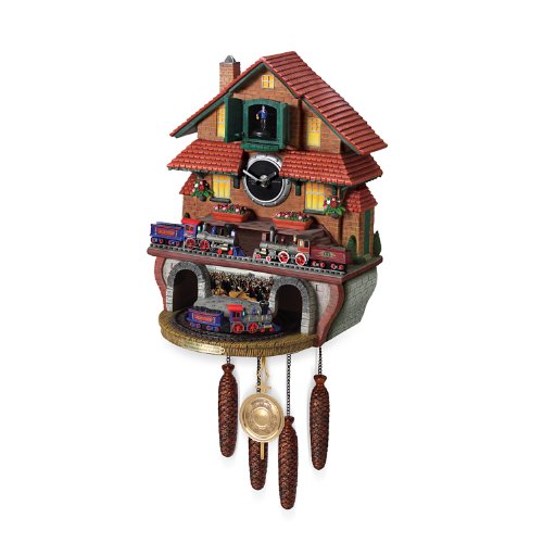 The Bradford Exchange Golden Spike Locomotive Cuckoo Wall Clock With Moving Train and Authentic Railroad Sounds a Tribute to Historic Completion of U.S. Transcontinental Railroad 22