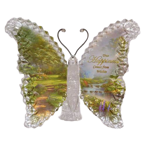 Thomas Kinkade Garden of Paradise Crystalline Butterfly Sculpture - HAPPINESS