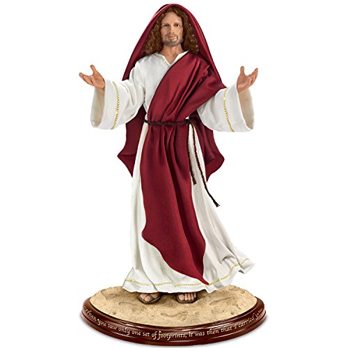 The Ashton-Drake Galleries Jesus Sculpture Inspired by the Footprints in the Sand Poem Meticulously Sculpted & Hand-painted Poseable Figurine 17-inches - RCE Global Solutions