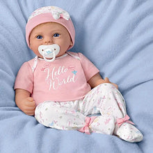 Load image into Gallery viewer, The Ashton - Drake Galleries Hello World So Truly Real® Newborn Lifelike Baby Girl Doll Weighted Fully Poseable with Soft RealTouch® Vinyl Skin by renowned Master Doll Artist Violet Parker 17-inches - RCE Global Solutions
